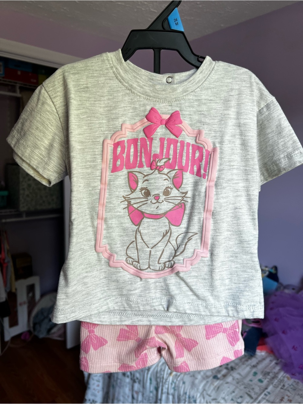 Disney Ariatocats Marie Short Sleeved Matching Set Size 12M GUC